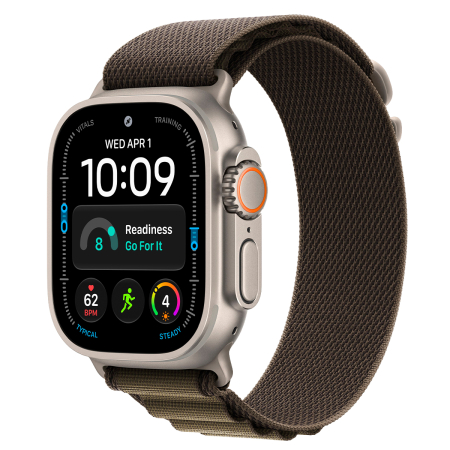 Apple Watch Ultra 4, 49 мм, Natural Titanium Dark Olive Alpine Loop S/M